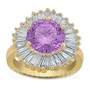 Orotex Gold Layered Purple & White CZ Women's Ring