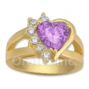 Orotex Gold Layered Purple & White CZ Women's Ring