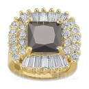 Orotex Gold Layered Black & White CZ Women's Ring