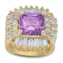 Orotex Gold Layered Purple & White CZ Women's Ring