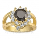 Orotex Gold Layered Black & White CZ Women's Ring