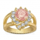 Orotex Gold Layered Pink & White CZ Women's Ring