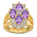 Orotex Gold Layered Purple & White CZ Women's Ring