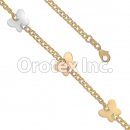 BR043  Gold Layered Tri-Color Anklet