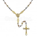Orotex Gold Layered 3mm Filligree Tri-Color Rosary