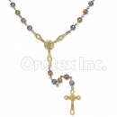 Orotex Gold Layered 6mm Filligree Tri-Color Rosary