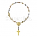 Orotex Gold Layered Filligree Tri-Color Hand Rosary