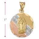 CH27-13  Gold Layered Tri-color Guadalupe Charm