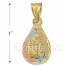 CH33-6  Gold Layered Tri-color Guadalupe Charm