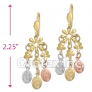 ECH016 Gold Layered Tri-Color Chandelier Earrings