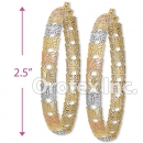 EH044 Gold Layered Tri-color Hoop Earrings