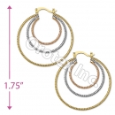 EH063 Gold Layered Tri-Color Hoop Earrings