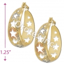 EH067 Gold Layered Tri-color Hoop Earrings