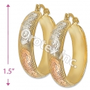 EH074 Gold Layered Tri-color Hoop Earrings