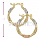 EH091 Gold Layered Tri-Color Hoop Earrings