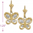 EL002 Gold Layered CZ Long Earrings