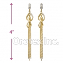 El015C Gold Layered CZ Long Earrings