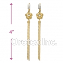 EL018C Gold Layered CZ Long Earrings