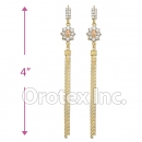 EL019C Gold Layered CZ Long Earrings