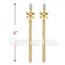 EL022C Gold Layered CZ Long Earrings