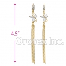 EL023C Gold Layered CZ Long Earrings