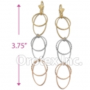 EL026 Gold Layered Tri-color Long Earrings