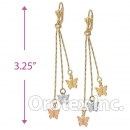 EL031 Gold Layered Tri-color Long Earrings