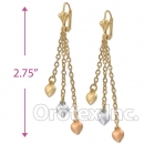 EL032 Gold Layered Tri-color Long Earrings
