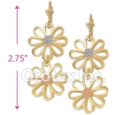 EL040 Gold Layered Tri-Color Long Earrings