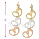 EL043 Gold Layered Tri-color Long Earrings