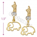 EL047 Gold Layered CZ Long Earrings