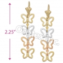 EL051 Gold Layered  Tri-Color Long Earrings