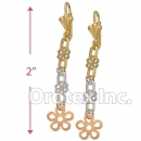 EL053 Gold Layered Tri-color Long Earrings