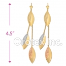 EL053C Gold Layered Tri-Color Long Earrings