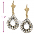 EL056 Gold Layered CZ Long Earrings