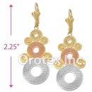 EL061cGold Layered Tri-Color Long Earrings