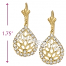 EL062 Gold Layered CZ Long Earrings