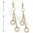 EL064 Gold Layered  Tri-Color Long Earrings