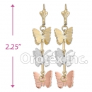 EL065C Gold Layered Tri-Color Long Earrings