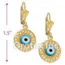 EL066 Gold Layered Blue Eye Long Earrings