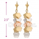 EL068C Gold Layered Tri-Color Long Earrings