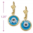 EL071 Gold Layered Blue Eye Long Earrings