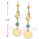 EL073 Gold Layered Blue Eye Long Earrings