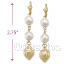 EL079 Gold Layered Pearl Long Earrings