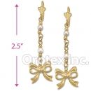 EL084 Gold Layered Pearl Long Earrings