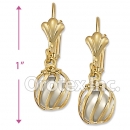 EL085 Gold Layered Pearl Long Earrings