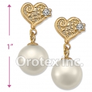EL090 Gold Layered Pearl Long Earrings