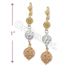 EL093 Gold Layered  Tri-Color Long Earrings