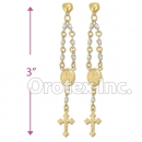 El107C Gold Layered CZ Rosary Long Earrings