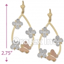 EL110 Gold Layered Tri-Color Long Earrings